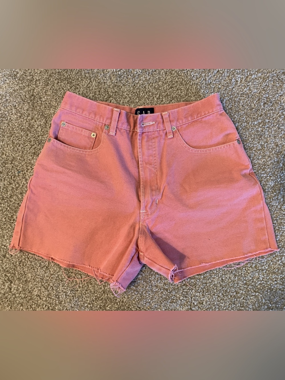 GAP Pink High-Rise Cutoff Denim Shorts